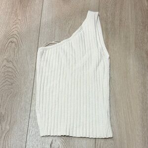 Wilfred One-Shoulder Ribbed Beige Tank Top